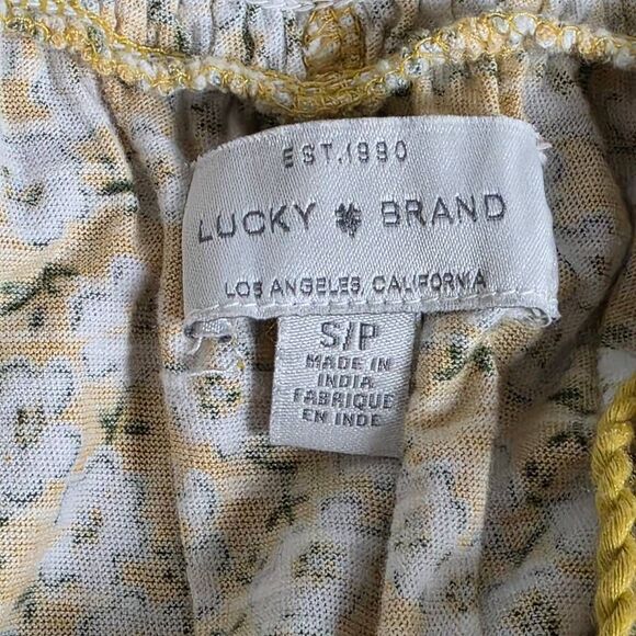 Lucky Brand Yellow Floral Smocked Peasant Top S - Picture 5 of 8
